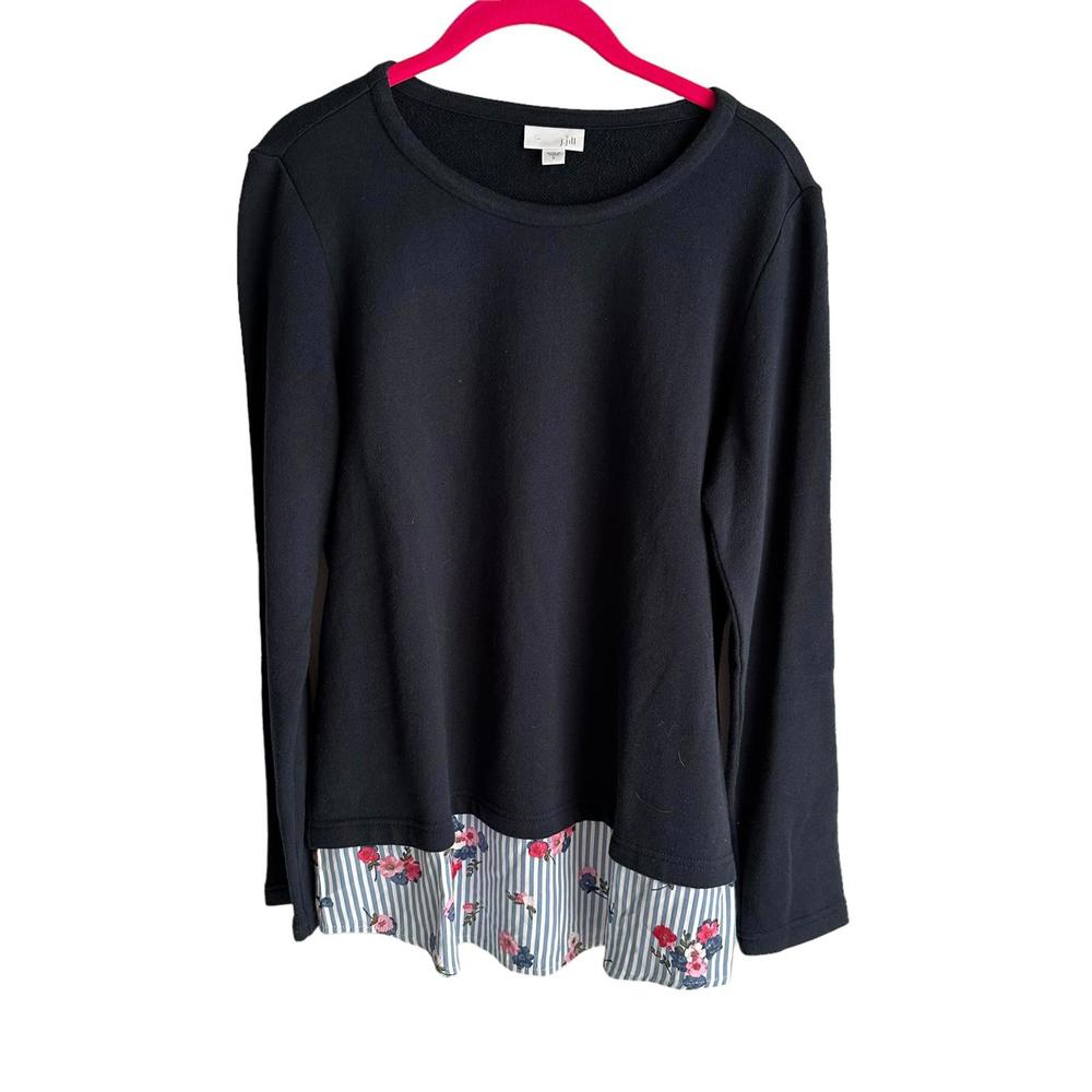 J. JILL Ladies Long Sleeve  Navy Stripe Floral‎ Casual Career Sweatshirt, S